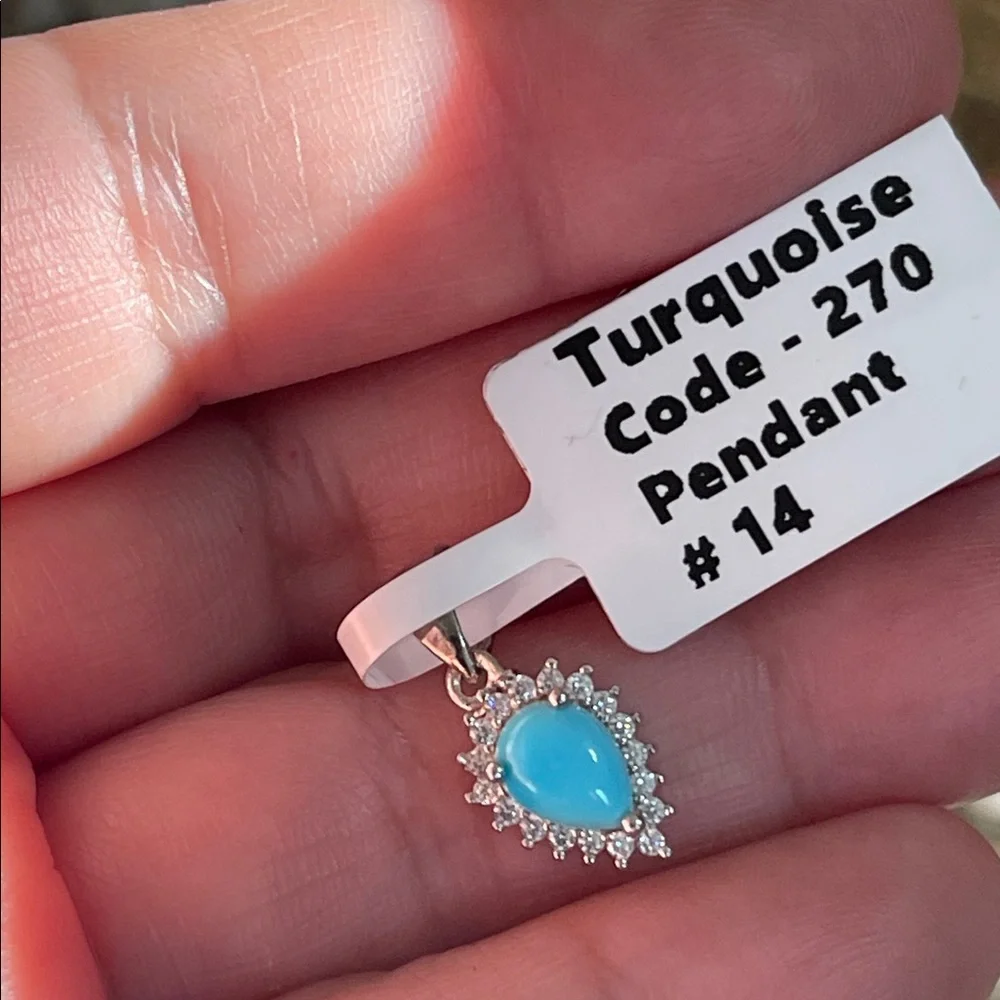 NWT Elegant Natural Turquoise Sleeping Beauty 7X5mm Pear 925 Silver Pendant - Picture 7 of 7